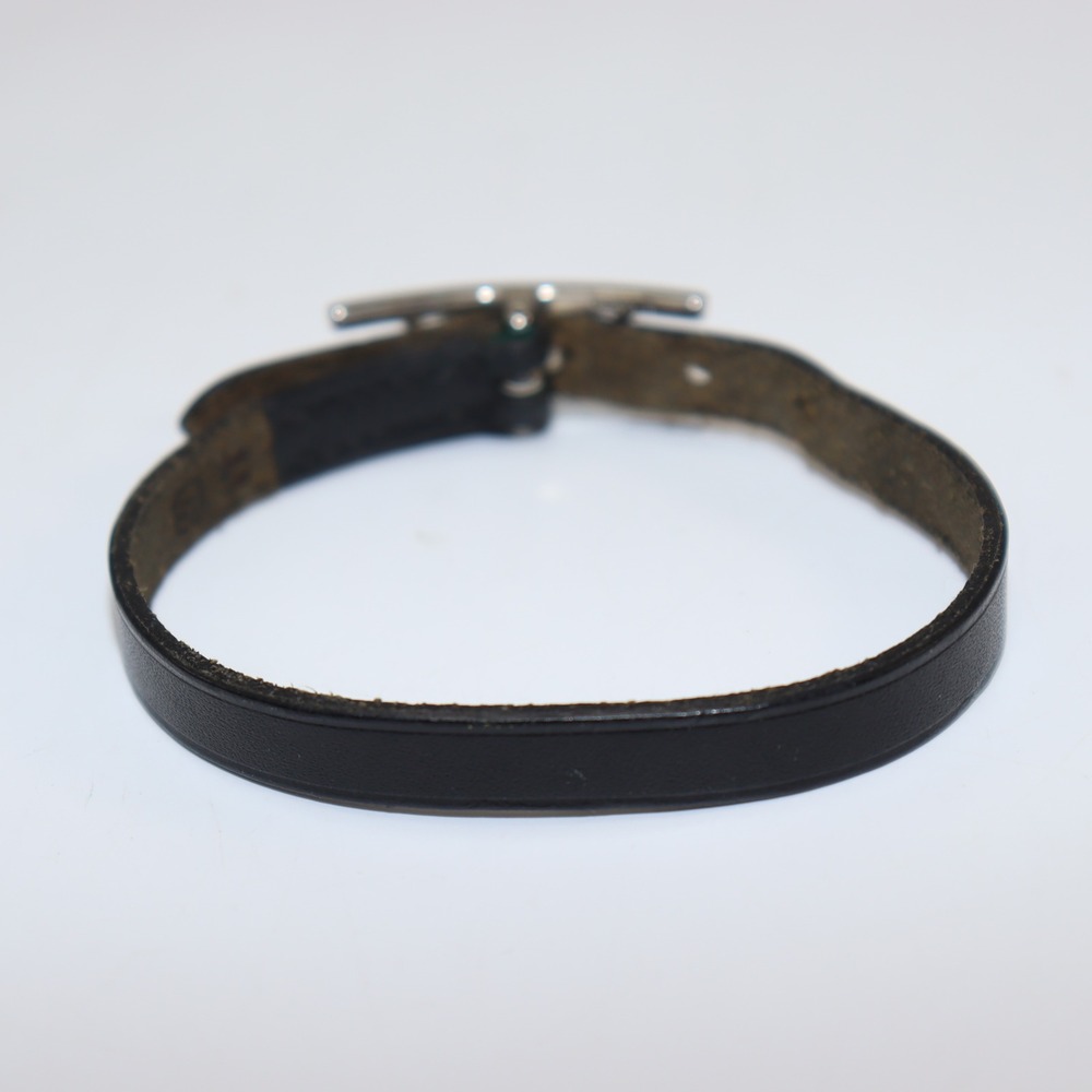 Hermès H Leather Bracelet Black Leather Palladium Hardware Paris France - Picture 4 of 5